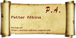 Petter Albina névjegykártya